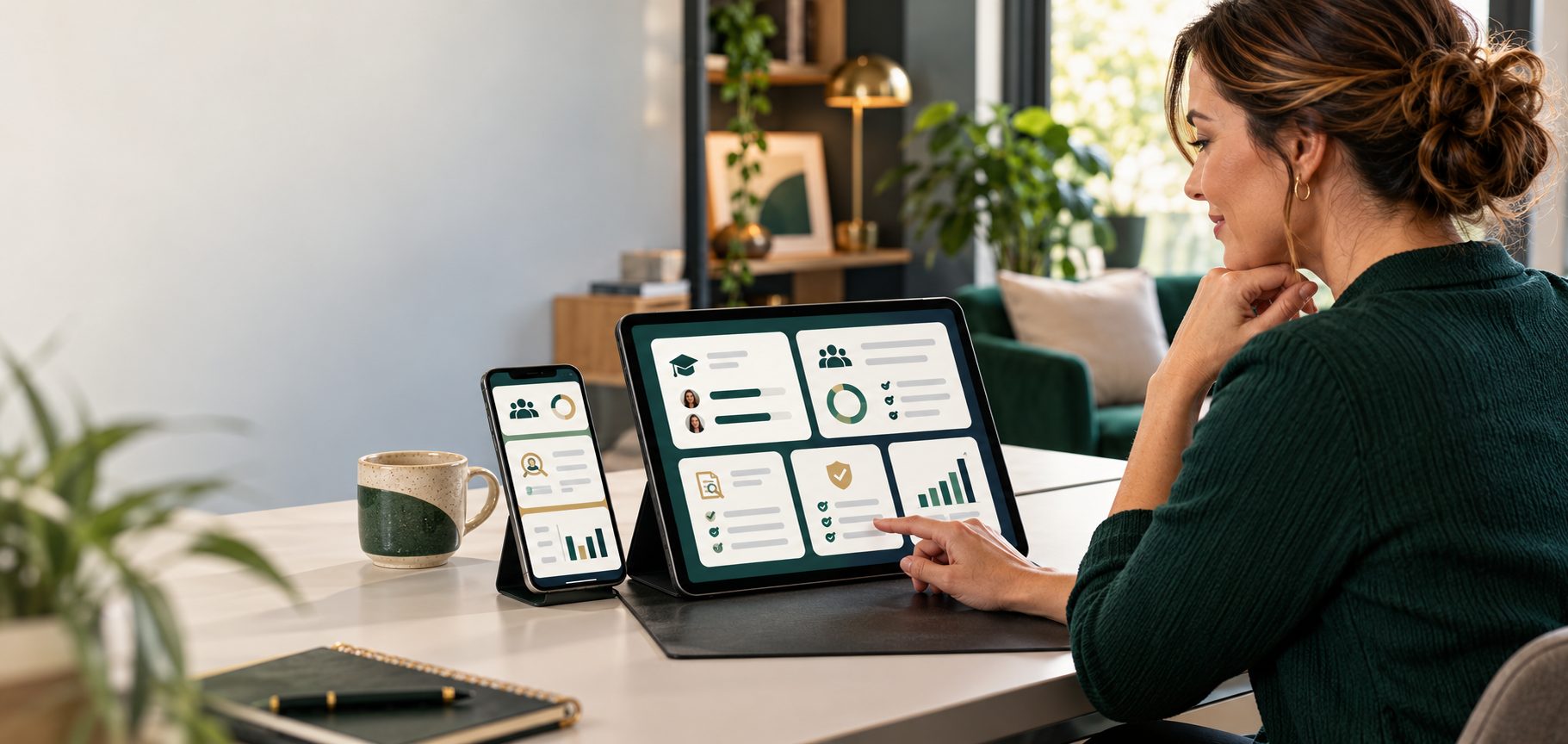 Simplicity Complex Care Management System dashboard on a tablet.